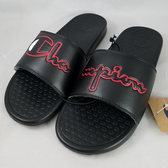 Champion Shoes | Nwt Men's Champion Super Slide Black Sz 8101112 | Color: Black/Red | Size: 8 | Pm-47714193's Closet